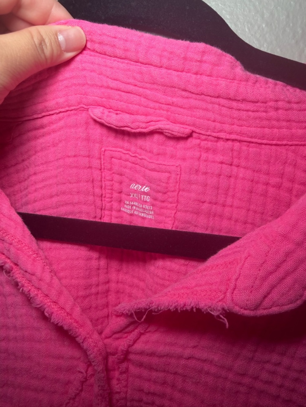 AERIE WOMENS Pink Button-Up Gauze Shirt - Picture 3 of 4